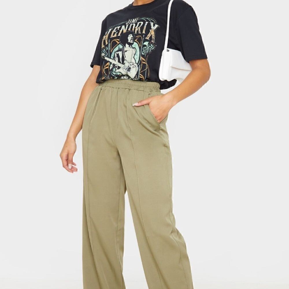 PRETTYLITTLETHING | Khaki Waistband Straight Leg Trouser C64